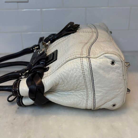 Coach Bag Purse Handbag Leather White Braided Hampton Signature Shoulder Tote - Picture 10 of 16